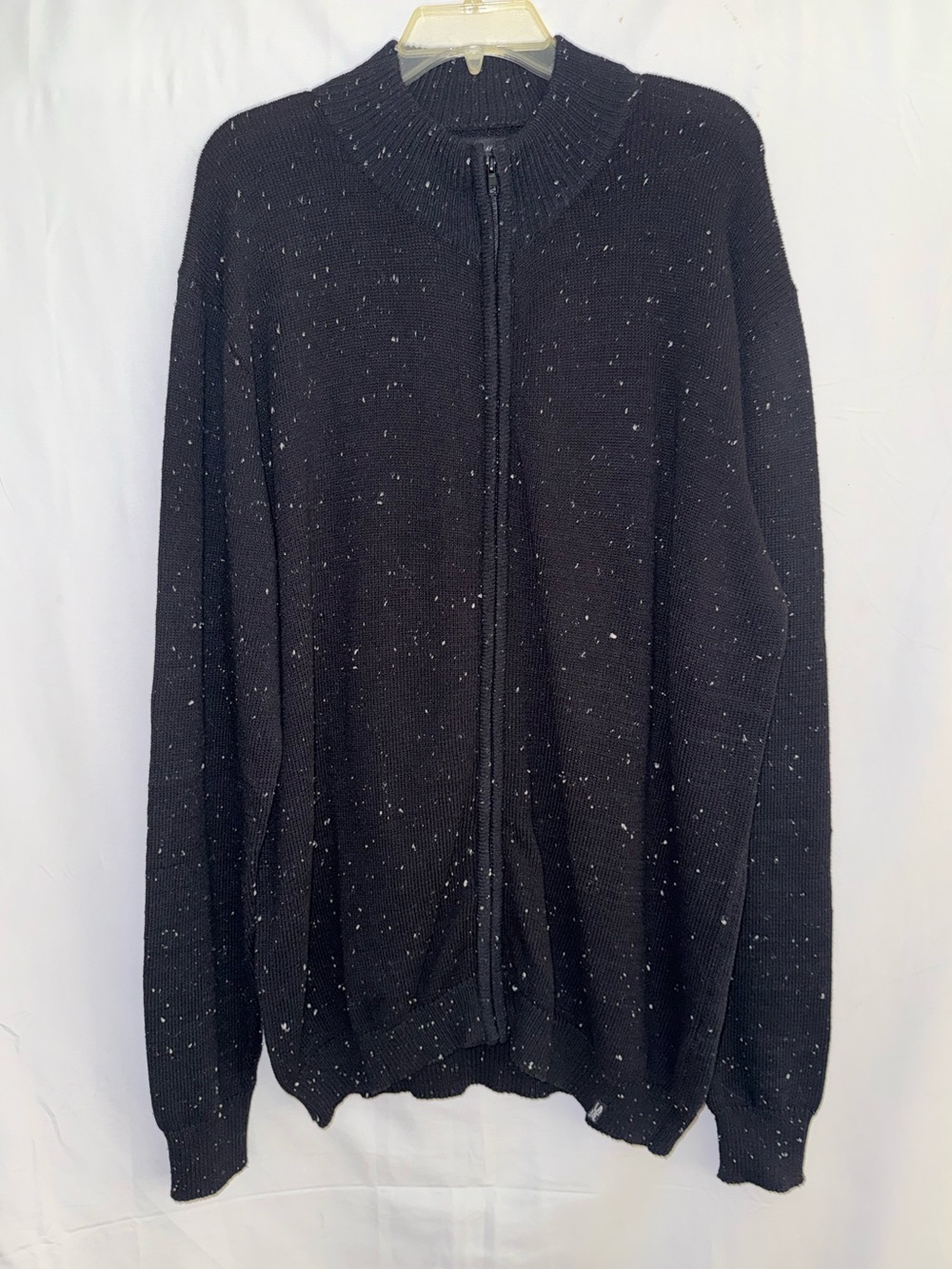 NWT Silver Jeans Men’s Black Speckled Full-Zip Knit Sweater Size XXL
